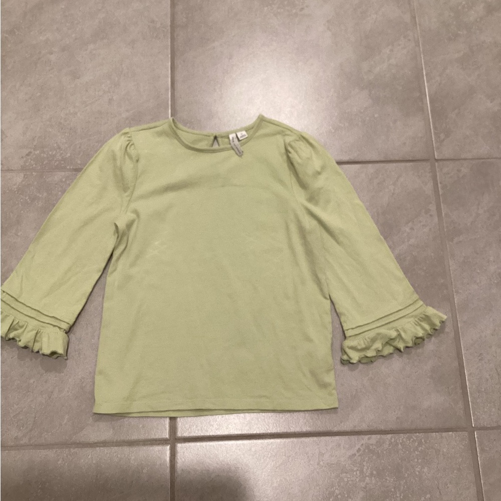 Kids Green Ruffle Sleeve Top